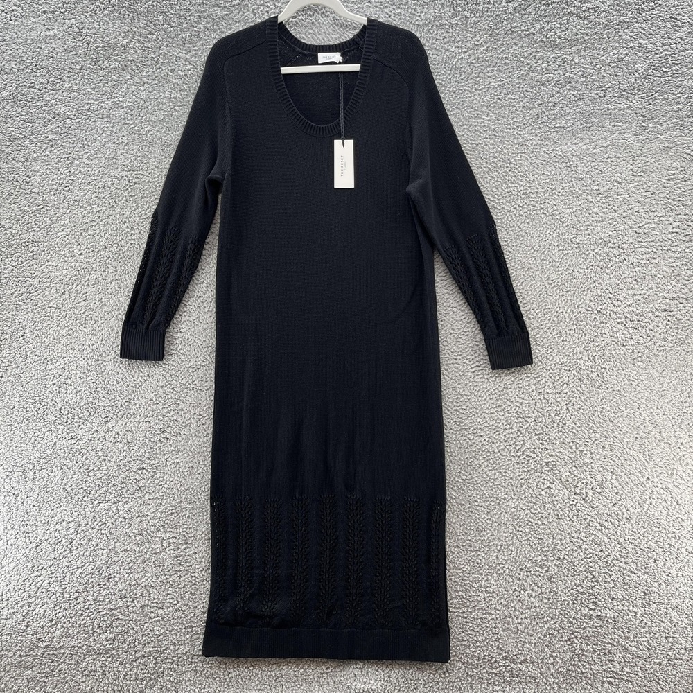 The Reset R Label Sweater Dress Small Black Silk Cotton Long Sleeve Knit Midi